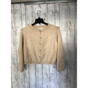 The Open Sweater Preppy Knit Fabric Knit Round Neckline Solid Button Cardigan M